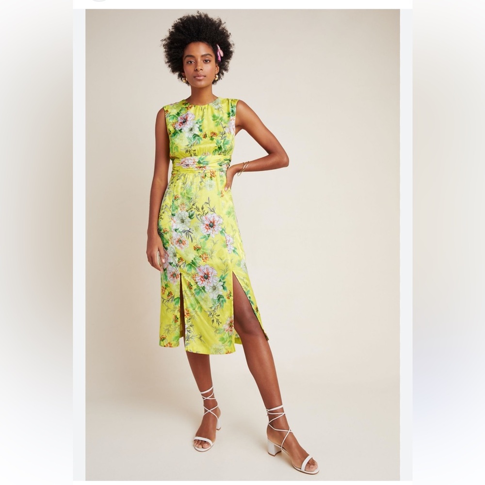 ANTHROPOLOGIE SPARROW SILKY FLORAL MIDI DRESS 8